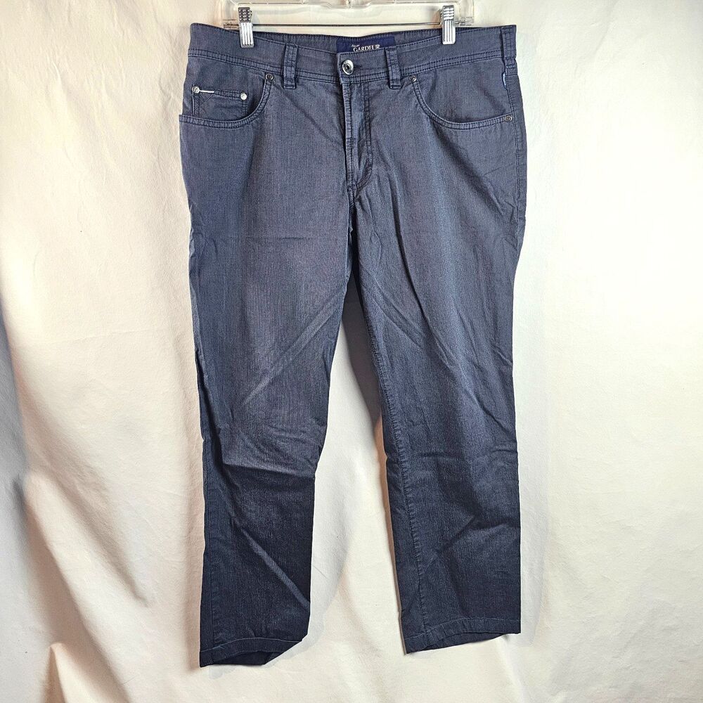 Atelier Gardeur Nevio 2 Pants Mens 36x34 Blue Cotton Regular Fit Textured Casual